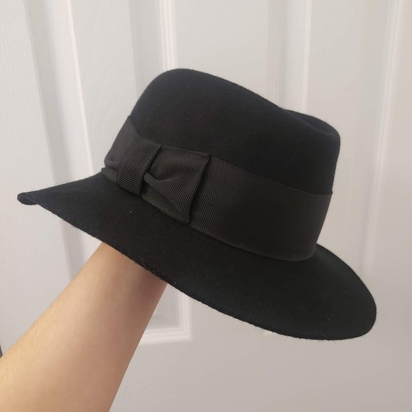 Ein Mayser Milz-Hut Accessories - Vintage German Fedora Hat Black Bow Wide Brim